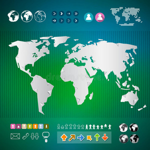 世界地图信息图形模板