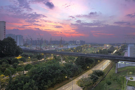 榜鹅住宅区日落图片