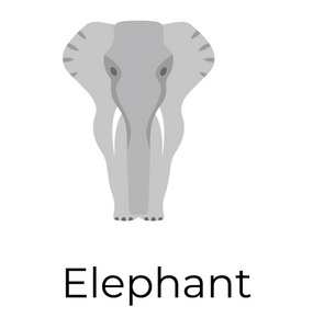 大象，平面矢量图标，