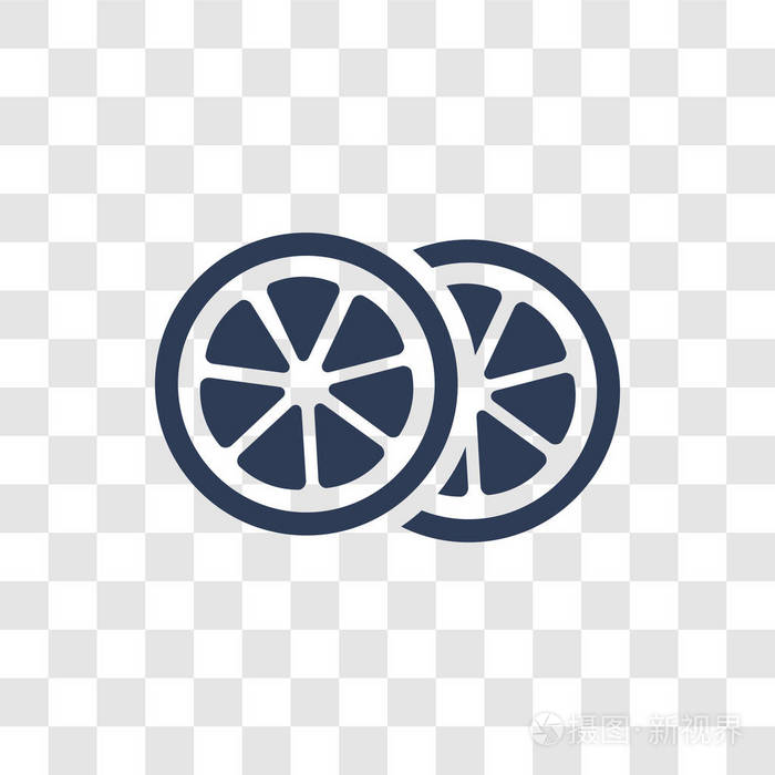 橙色图标.水果和蔬菜系列透明背景上的时髦橙色标志概念