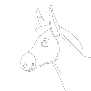 驴头卡通驴头, 向量例证, 衬里画, 外形照片