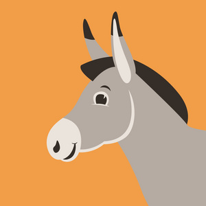 卡通驴头, 矢量插图, 扁平风格, 轮廓照片