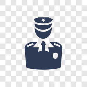 警察图标。 时尚的警察标志概念，透明的背景，从法律和司法收集