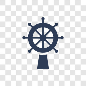 船方向盘图标。 时尚船方向盘标志概念透明背景从航海收集