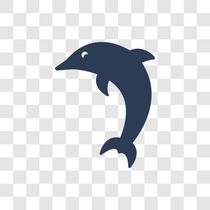 海豚图标。 时尚海豚标志概念透明背景从动物