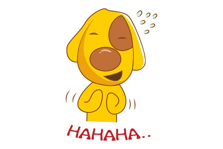 矢量卡通插图可爱的狗笑. 孤立在白色背景上.照片