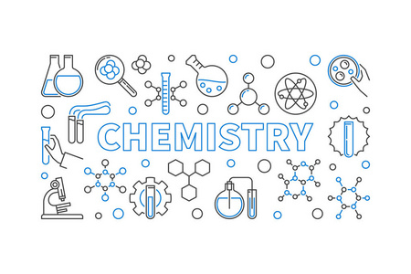 化学轮廓水平横幅。向量例证