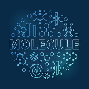 分子向量蓝色现代圆的线性例证