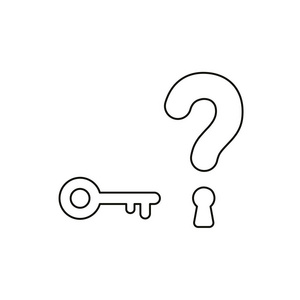 查询入口平面设计风格矢量插图概念的问号与钥匙孔符号图标在白色背景