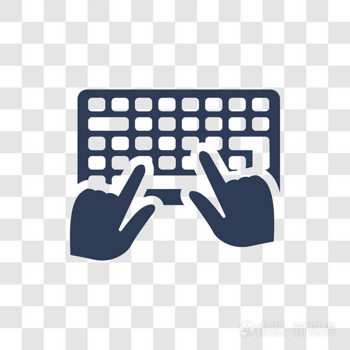 手和键盘图标时尚的手和键盘标志概念在透明背景上从手收集