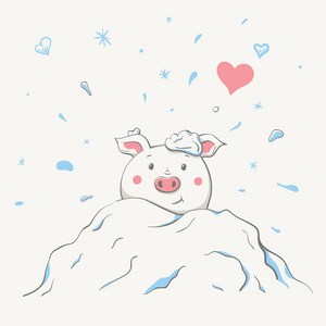 小猪在雪地里画什么图片