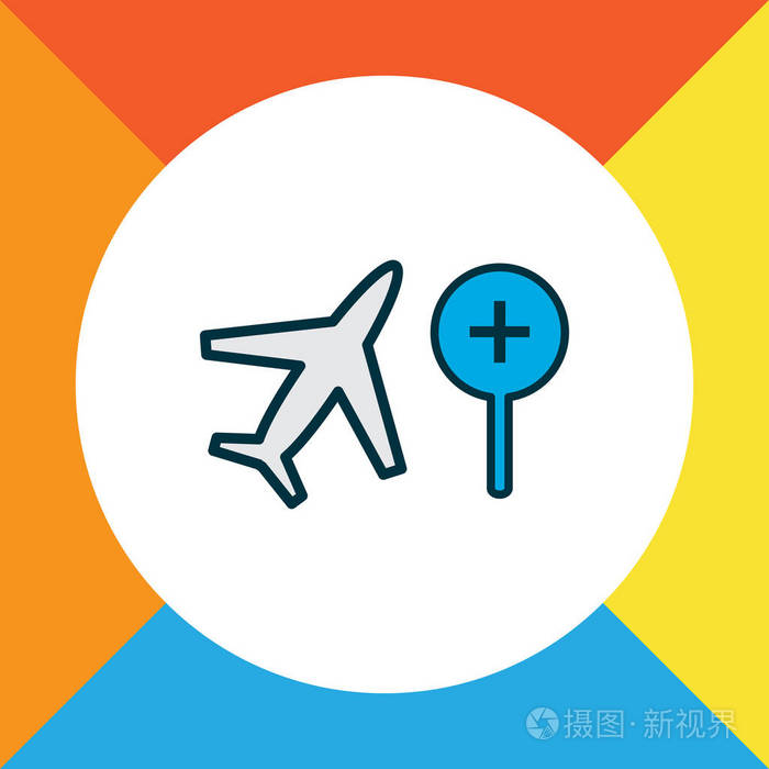 搜索飞行图标彩色线条符号.优质隔离发现飞机元素在时尚的风格