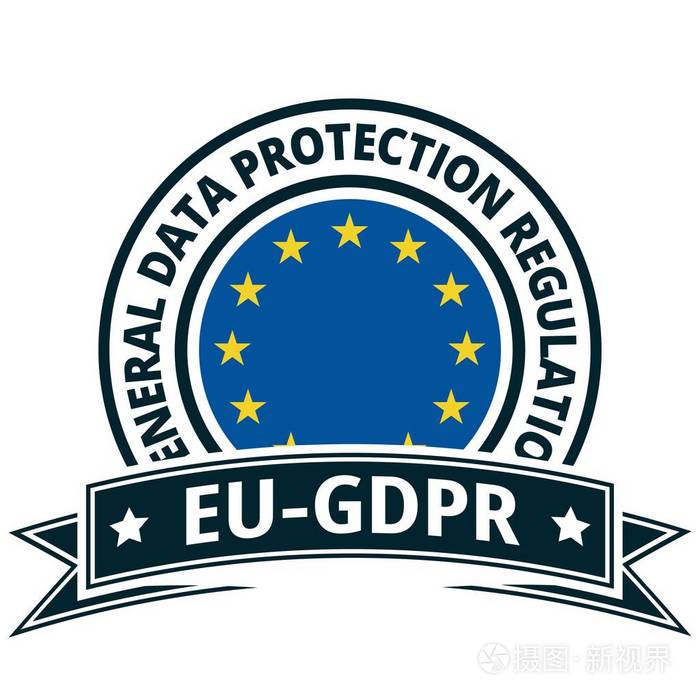 欧盟gdpr平面标签矢量插图