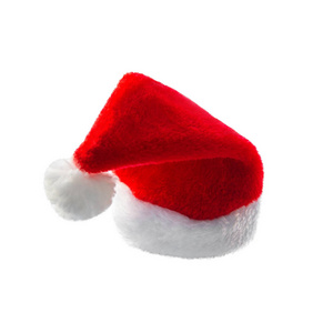 白色背景的圣诞老人红帽子。