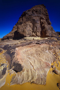 Ajjer National Park, Tadrart, rock towers and sand dunes