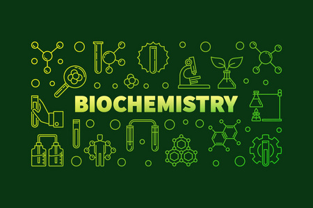 生物化学向量绿色轮廓横幅或例证