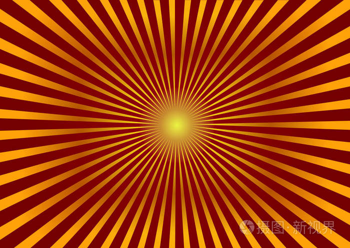 红色的背景与金色的发散光线.彩色的背景与美丽的阳光.