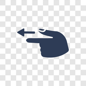 指向左边的图标. 时尚点左标志概念在透明背景从手收集.照片