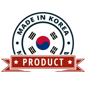 印有韩国矢量插图的按钮