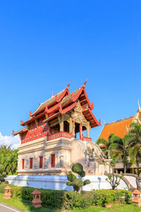 泰国北部清迈的watphrashinghworamahawhan的ho trai或Tripitaka图书馆
