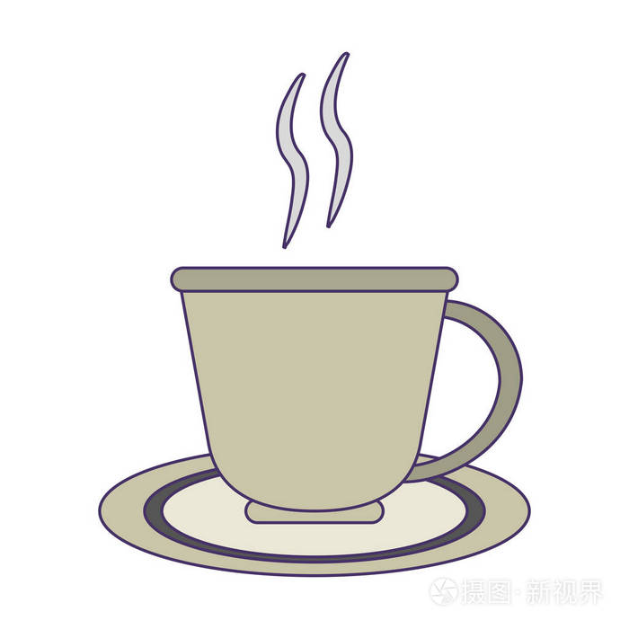 咖啡热饮在盘蓝色线杯子