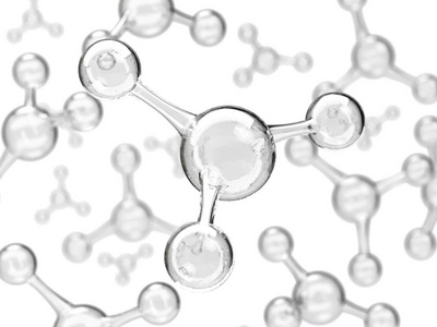 抽象水分子设计。原子。横幅或传单的抽象水背景。科学或医学背景。3d 渲染插图