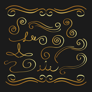 金色书法作品装饰装饰设计元素漩涡