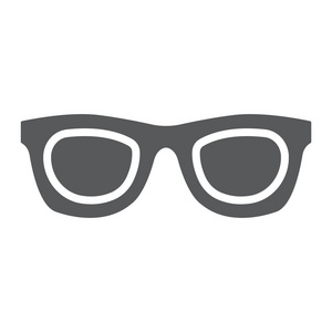 太阳镜标志符号图标, 配件和眼镜, 眼镜标志, 矢量图形, 白色背景上的固体图案