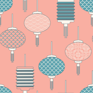 中国灯笼图案, 中国节日设计,-背景.矢量插图.-向量例证照片