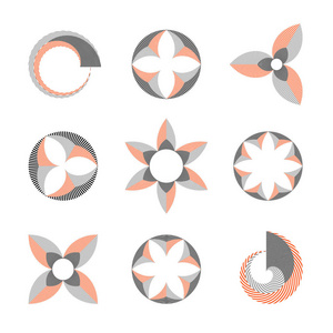 设计元素集。 装饰抽象条纹图标。 矢量艺术。