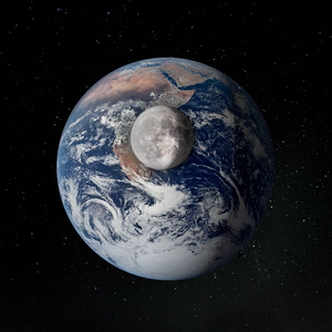 月球表面对地球。 这幅图像的元素由美国宇航局提供。