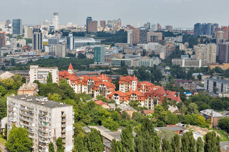 从基辅市中心城市景观首都乌克兰上空俯瞰基辅城市天际线。