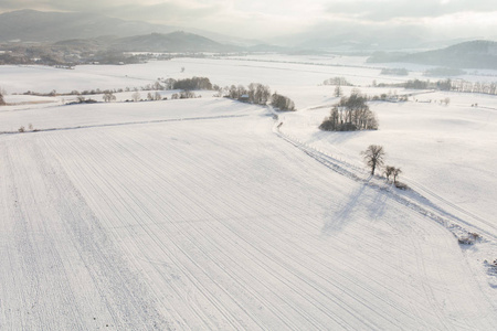 冬季乡村景观鸟瞰图图片