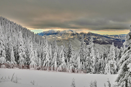 从波阿纳布拉索夫滑雪坡全景，背景是布塞吉山