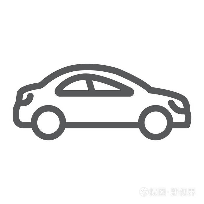 插画 汽车游览线图标, 汽车和旅游, 汽车标志, 矢量图形, 在白色背景