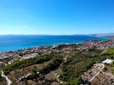 s farms and vegetation growing. Travel destination in Croatia. 