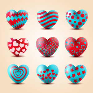 s Day.3d hearts concept. for love banner and greeting card. Vect