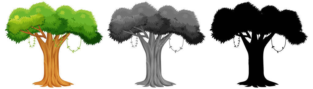 一组树设计插图