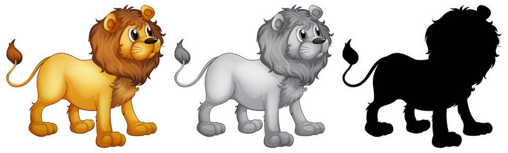 一套狮子人物设计插图