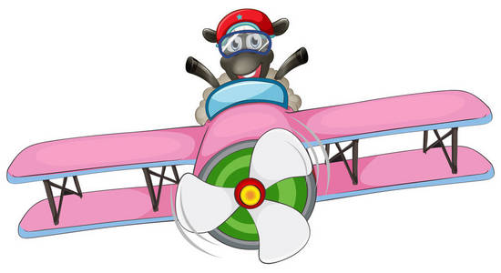 一幅羊骑飞机插图
