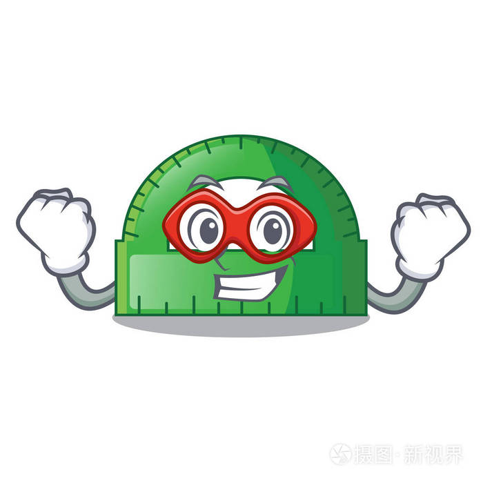 卡通袋矢量插图中的超级英雄量角器