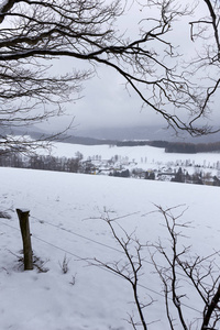 白雪皑皑的北波西米亚风景杰泽斯克山脉捷克共和国