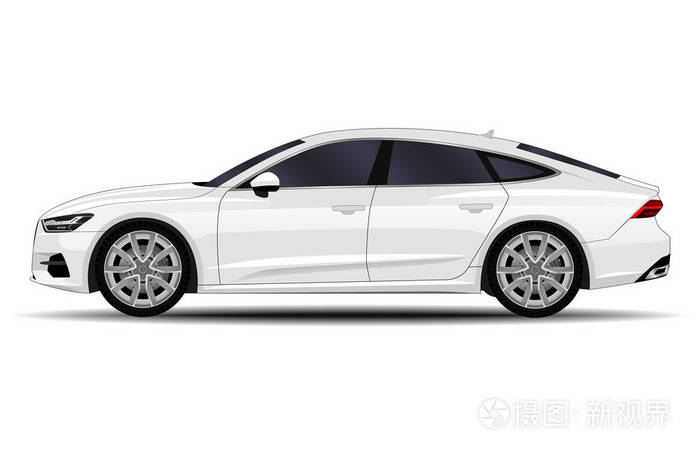 逼真的车. 运动轿车. 侧视.