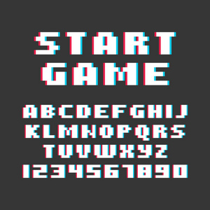 像素复古风格的电子游戏字体。 矢量插图