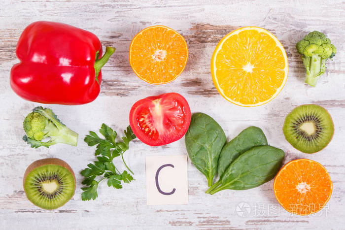 以水果和蔬菜为来源的维生素c,天然矿物质和膳食纤维,健康食品和增强