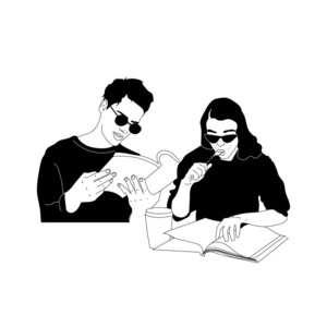和朋友聊天卡通图片-和朋友聊天卡通素材-和朋友聊天卡通插画-摄图新