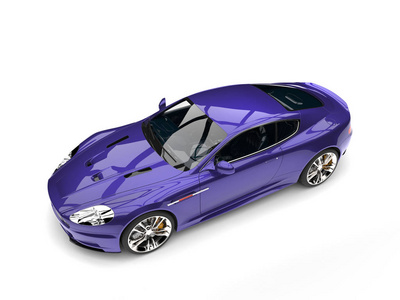 金属紫色现代豪华跑车俯视