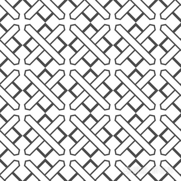 无缝几何图案. 单色平面重复设计. 现代极简主义时尚装饰品. 矢量插图