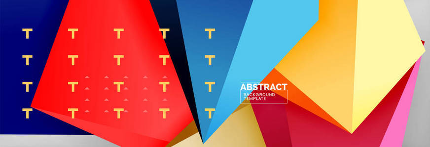 明亮多彩的三角形聚3d 构图, 抽象几何背景, 最小设计, 多边形未来派海报模板