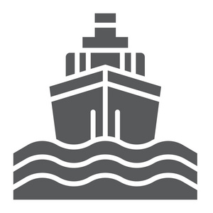 游艇游船标志符号图标, 旅行和巡航, 船舶标志, 矢量图形, 白色背景上的固体图案